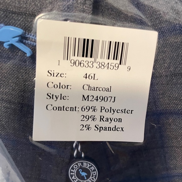 Taylor Byrd Sport Coat Charcoal And Blue Windowpane 46L New With Tags - Picture 10 of 12